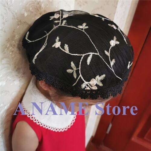 2pcs Small Round Girls Mantilla Veil for Church Lace Catholic Veil Children HeadCovering Latin Mass Velos Mantilla Voile Mantill