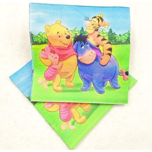 20pc/set Bear Boys Party Supplies Paper Napkin animal Party Tissue Napkin For Kids Birthday Party Decorations