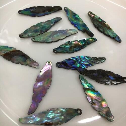 20pcs/lot 10x40mm Abalone Shell Leaf Plant hand-carved for DIY jewelry earrings