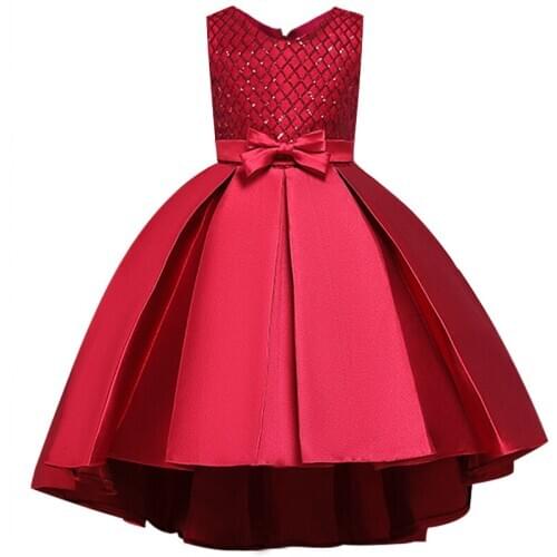 2019 new European American children catwalk dress girls bow princess dress embroidered sequins Christmas baby clothes