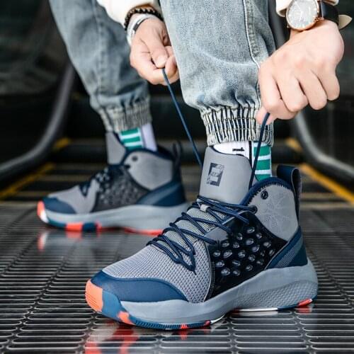 2021 Men Basketball Shoes High Top Lace-up Athletic Outdoor Sport Shoe Shockproof Couple Size 45 Damping Sneakers Women Ayakkabi