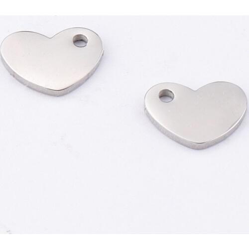 50pcs 7.5*10mm Steel Color Stainless Steel Small Heart Shape charm Heart pendant For Necklace DIY Handmade Jewelry Making
