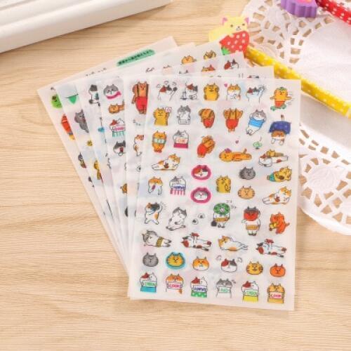 6pcs Cartoon cat pvc sticker Organizer Calendar Diary Book Planner Scrapbook Decoration Diary Sticker papeleria