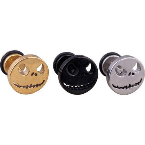 Alisouy 2 pieces Stainless Steel Punk Halloween skull Skeleton Men Women Ear stud Earrings Punk style unisex earrings