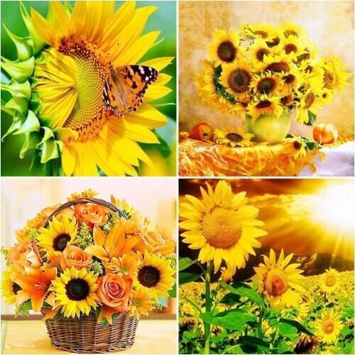 Evershine 5D Diamond Embroidery Full Display Flowers DIY Diamond Mosaic Sale Sunflower Pictures Rhinestones Diamond Painting