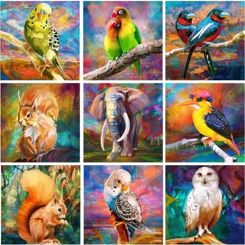 QIZITENG DIY Elephant Squirrel Diamond Painting Full Square Round Handmade Animal Mosaic Sale Embroidery Decoration New Products