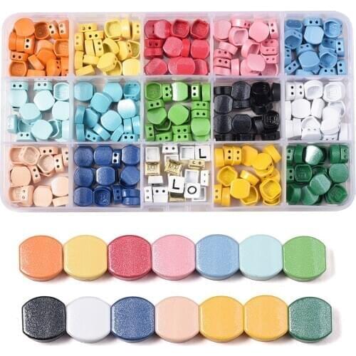 300pc/Box Shining Honeycomb Enamel Tile Beads Glitter Metal Beads Sead Beads for Jewelry Making LOVE Square Letter Beads Charms