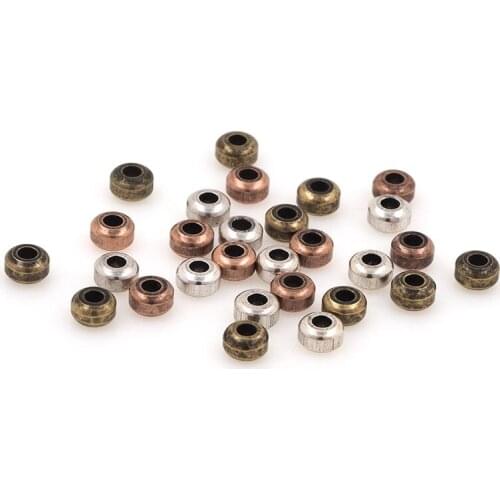 Antique Brass Flat Round Spaced Beads, Beaded Charm, Suitable For Bracelets, Necklaces And Jewelry 4.8x2.8MM