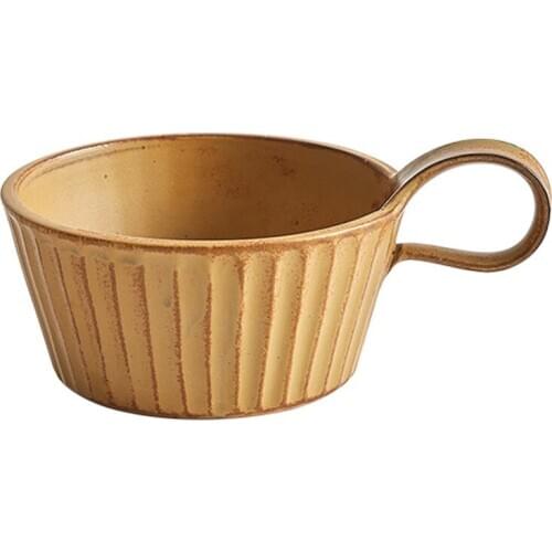 Retro coarse pottery milk breakfast cup Japanese style household ceramic microwave oven oatmeal cup coffee mug for home decor