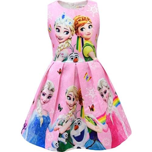 Disney Children Frozen Princess Dresses For Girls Fashion Autumn Cotton Anna Elsa Dress Kids Cosplay Costumes Birthday Clothes