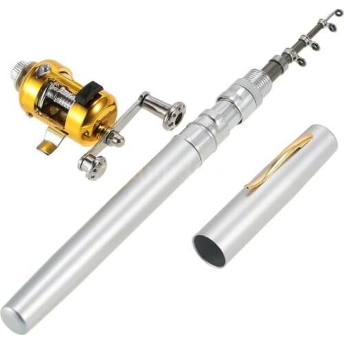 Fishing Rod Reel Combo Kit Set Mini Telescopic Portable Pocket Pen Fishing Rod Pole + Reel Aluminum Alloy Fishing Accessories