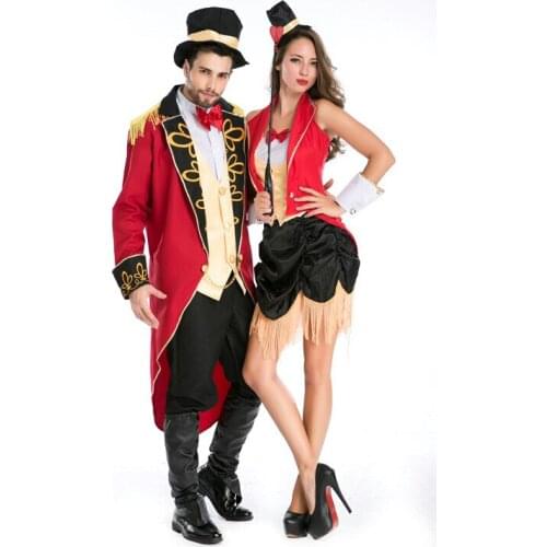 Halloween Vampire Magician Ringmaster Costume Male Circus Leader Tuxedo Jacket Vintage Tailcoat Fancy Dress Outfit For Men Hat