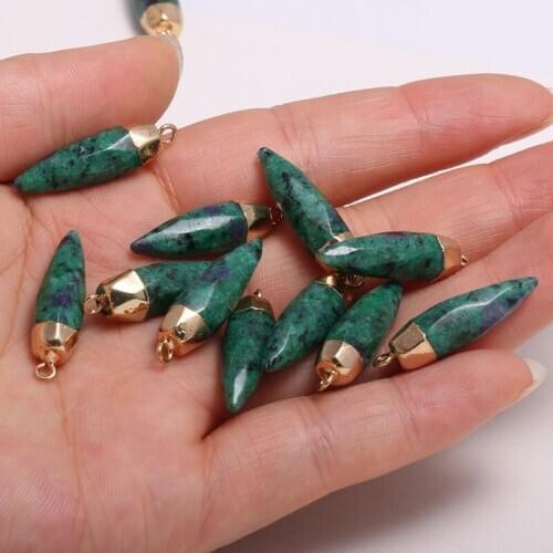 New Natural Stone Pendant Irregular Epidotes Faceted Pendant Necklace For DIY Jewelry Best Birthday Gift Size 13x26mm