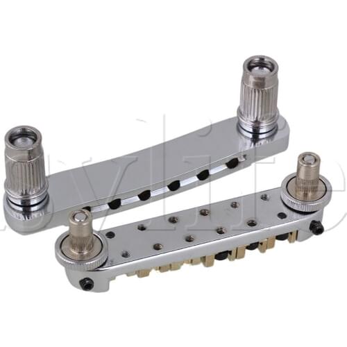 Brass Roller Saddle Tune-O-Matic Guitar Bridge & Tailpiece Set Chrome