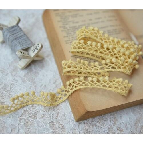 Yellow Ball Pom trims width10mm 20meters Ball Ribbon Trim Bobble Braid Decorative Lace Pompom Fringe Sewing