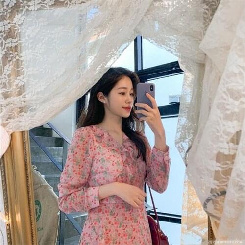 Summer Office Beach Sweet Ruffled Floral Dress Womens Dresses Girl Kawaii Ulzzang Female Vintage Harajuku Clothes For Women