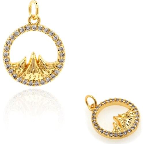 Mini Set Zircon Gold Plated Round Accessories Mountain Pendant Mountain Pendant Wave DIY Bracelet Necklace