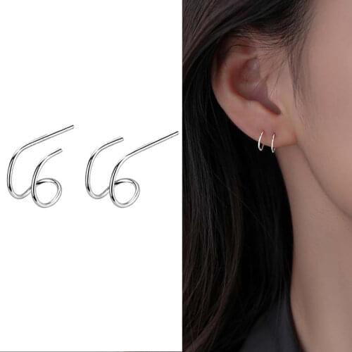 KISSLOVE Fashion Simple Minimalist Double Layer Arc Geometric Earrings For Women Girls Party Jewelry Gifts