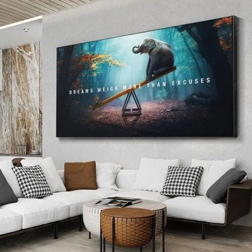 Animal Motivational Quote Canvas Painting Dreams Weigh More Than Excuses Posters and Prints Wall Art Picture for Home Decoration