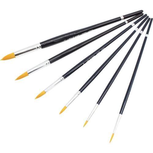 6 pcs Set Long Handle Aimed Round shape Nylon hair Paint Brush Hair Oil Painting Brushes Watercolor Brush Acrylic Art Supplies