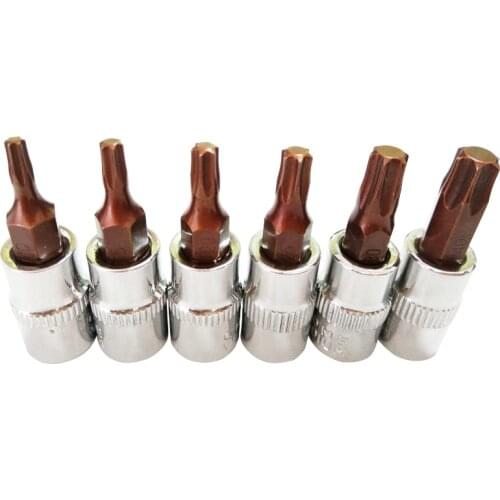 6pcs/set 1/4" Torx Screwdriver Bit Set Drive Socket Head Screwdriver CR-V Material Hand Tool Set T10 T15 T20 T25 T30 T40