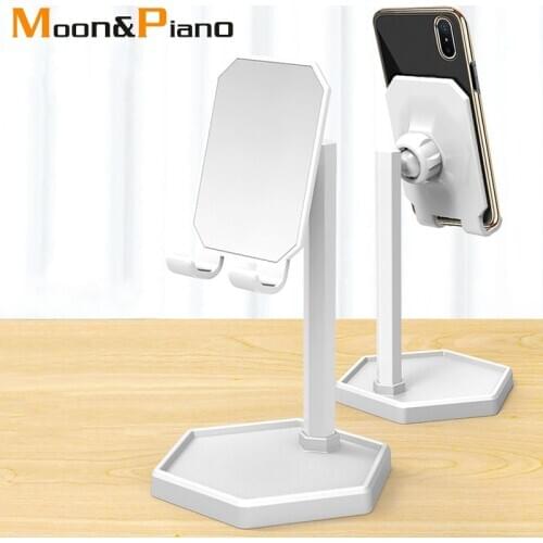Desktop Holder Smart Phone Tablet Universal Adjustable Stand Holders For Mobile Phone Support With Mirror Black White Color