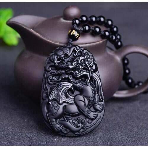 Natural Obsidian Pi Xiu Jade Pendant Jewelry Lucky Exorcise Evil Spirits Auspicious Amulet Jade Pendant Fine Jewelry
