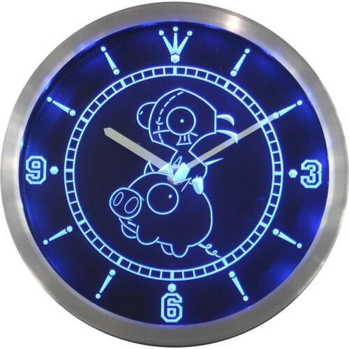 Nc0238 Invader Zim Piggy Neon Light Signs LED Wall Clock