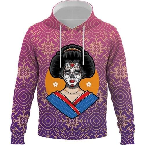 New Arrival Fashion Mens Hoodies 3D Geisha Printed Loose Fit Autumn Sweatshirt for Men Streetwear Hoody Funny Hoodie Brand Tops