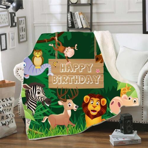 Zoo Cartoon 3d Printed Sherpa Blanket Couch Quilt Cover Travel Youth Bedding Outlet Velvet Plush Throw Fleece Blanket Duvet