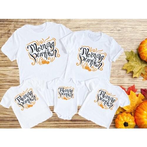 Thanksgiving pumpkins printed Family Matching Outfits Daddy Mom Kids T-shirt Baby Bodysuit Family Look Clothes Thanksgiving gift