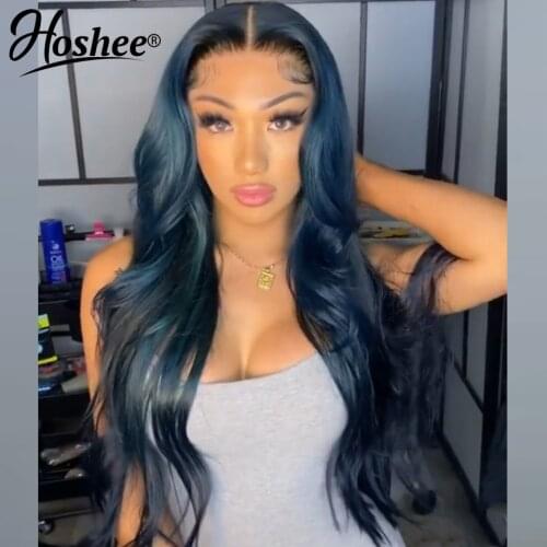 Midnight Blue Wig Colored Human Hair Wigs Straight Lace Front Wig Brazilian Remy Wig HD Lace Wave Frontal Wig Pre Plucked 180