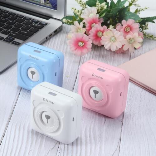 PeriPage Bluetooth Photo Printer Mini Pocket Thermal Sticker Printer Mobile Phone Receipt Printer Handheld Label Printing USB