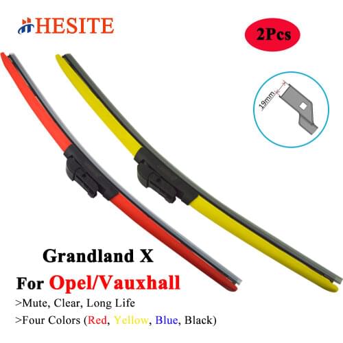 HESITE Colorful Car Wiper Blades For Opel Grandland X Accessories 2020 Black Red Blue Yellow Hybrid Windshield Wiper 28"+16"