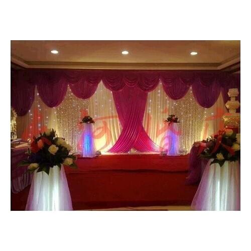 Romantic Wedding 3mx6m backdrop wedding stage backdrop decoration stage background with Beatiful Swag