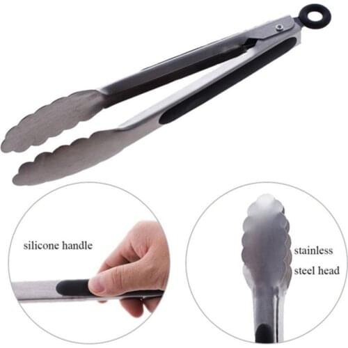 Steel BBQ Grilling Tong Salad Bread Serving Serving Food Tools Tong Clip Kitchen Non-slip Tong Cooking Clamp Cook X4E2