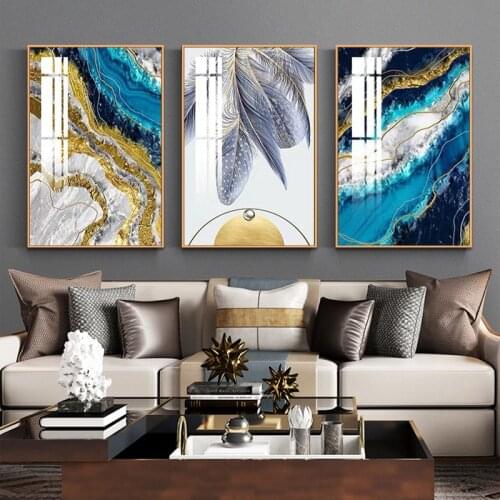 Light Luxury Poster Living Room Decoration Sofa Background Wall Combination Modern Minimalist Triptych Art Painting