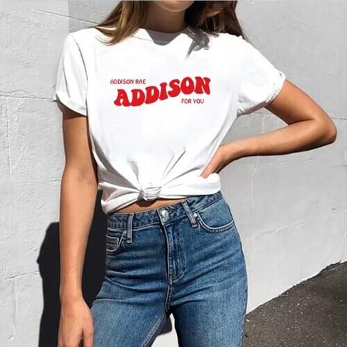Streetwear T Shirts ADDISON RAE Tee Shirt ADDISON FOR YOU Tops Women 2020 Pouty Face Harajuku Top Camiseta Mujer Mens Tee Tops