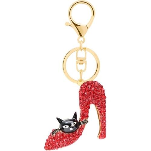 XDPQQins new cat shoes pendant European and American personality high heels metal keychain custom auto parts gifts