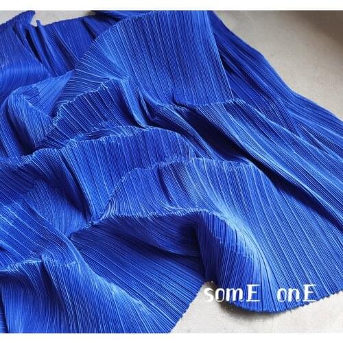 Stiff Pleated Fabric Miyake Folds Klein Blue DIY Patchwork Clothes Pants Skirt Decor Art Painting Dress Designer Fabric