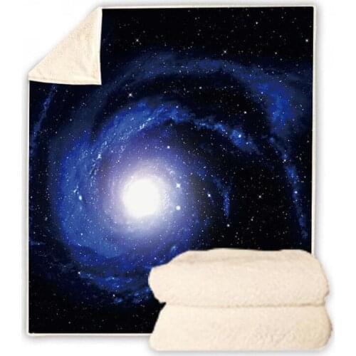 Starry Sky Galaxy Funny Character Blanket 3D Print Sherpa Blanket on Bed Home Textiles Dreamlike Style 14