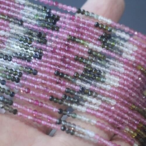 12Inches Strand,Natural Multi Tourmaline Faceted Rondelles 2.20mm Size