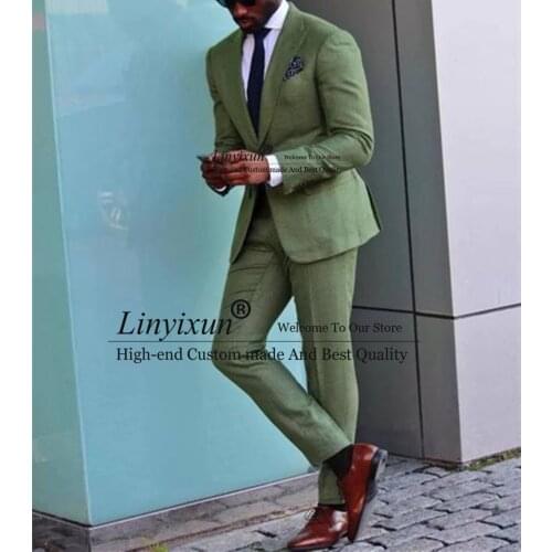 2021 Linen Mens Suit Groom Dress Groomsmen Wedding Summer Groomsmen terno masculino Suit Costume Trajes de Hom(Jacket + Pants)