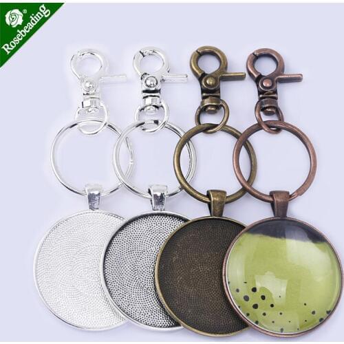 38mm Circle Key Fob Craft Kits DIY with Lobster Clasp Key chain Kits Craft Kits Keys,sold 5pcs/set