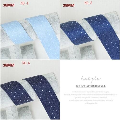 5Meters/Lot Cowboy Denim Jeans Small Polka Dots Demin Fabric Ribbon Webbing Jeans Ribbon For DIY Craft Hair Accessories Material