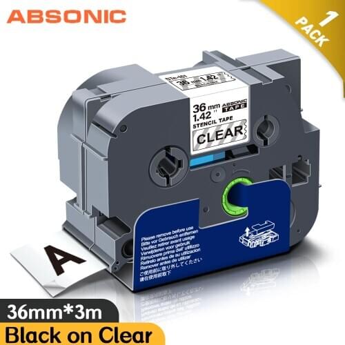 Absonic STe161 STe-161 Non-Adhesive Stencil Tape 3/2" 36mm Label Ribbon Replace for Brother P-touch PT-P910BT PT-D800W PT-P900W