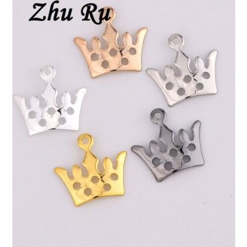 ZHU RU 20pcs/lot 12*11mm Charms Hollow arc crown The symbol of rights Costume decorations Pendants Making DIY Handmade Jewelry
