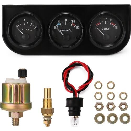 8V-16V 3-in-1 Motorcycle Digital Voltmeter For Car Steel Material Accessorie Volt Meter Water Temp Gauge Oil Gauge Kit Universal