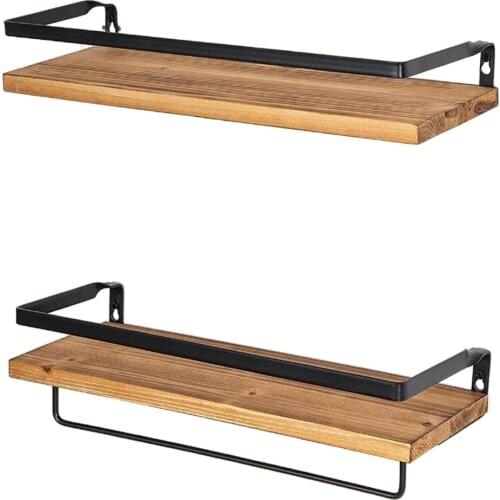 Wooden Floating Shelf Wall Shelves Vintage Bottles Rack Hanger Space Saver