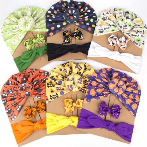 Lovely Cartoon Print Infant Hat Hairpins and Hairband Set Fashion Handmade Donut Toddler Caps Baby Hair Accessories Holiday Gift